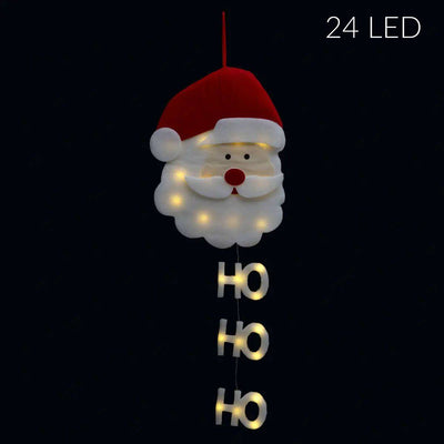 Ozdoba świetlna świąteczna, Mikołaj z napisem, 24 LED
