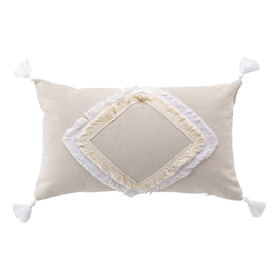 Poduszka dekoracyjna do salonu MALORY, z białymi frędzlami