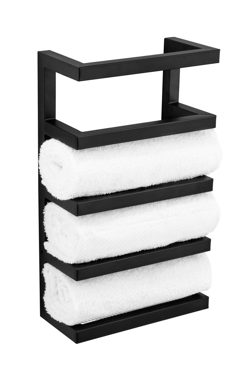 Wieszak na ręczniki ze stali lakierowanej, czarny mat, 4 półki, FONDIRO, WENKO