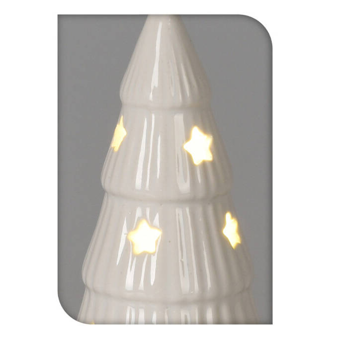 Porcelanowa choinka z oświetleniem LED, gwiazdki, 14 cm