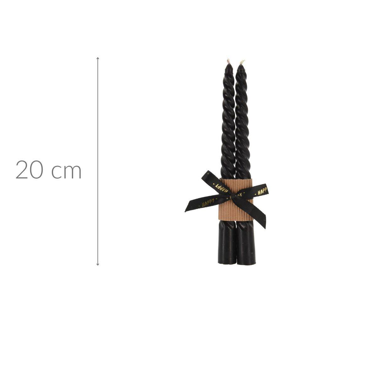Zestaw dwóch świec stożkowatych, TWISTED, 20 cm