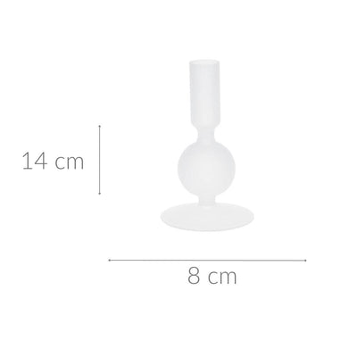 Szklany świecznik na nóżce, 14 cm