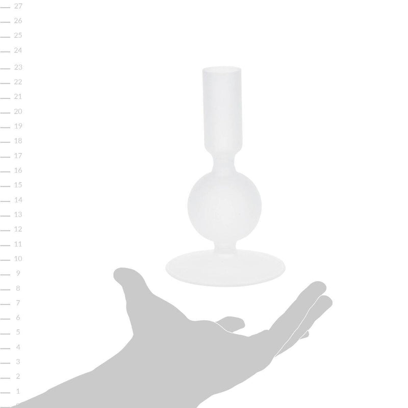 Szklany świecznik na nóżce, 14 cm