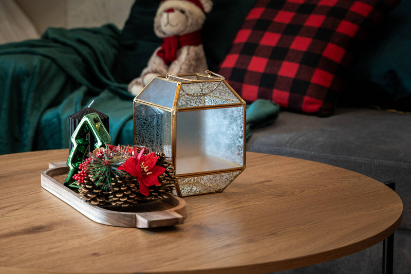 Świecznik z szyszek, świąteczna dekoracja, 15 cm
