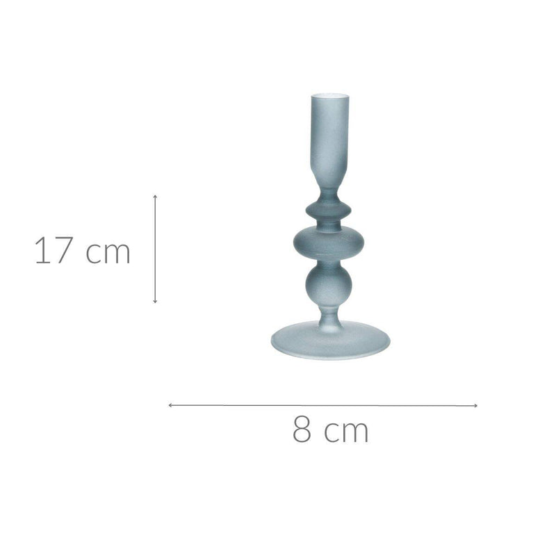 Szklany świecznik na nóżce, 17 cm