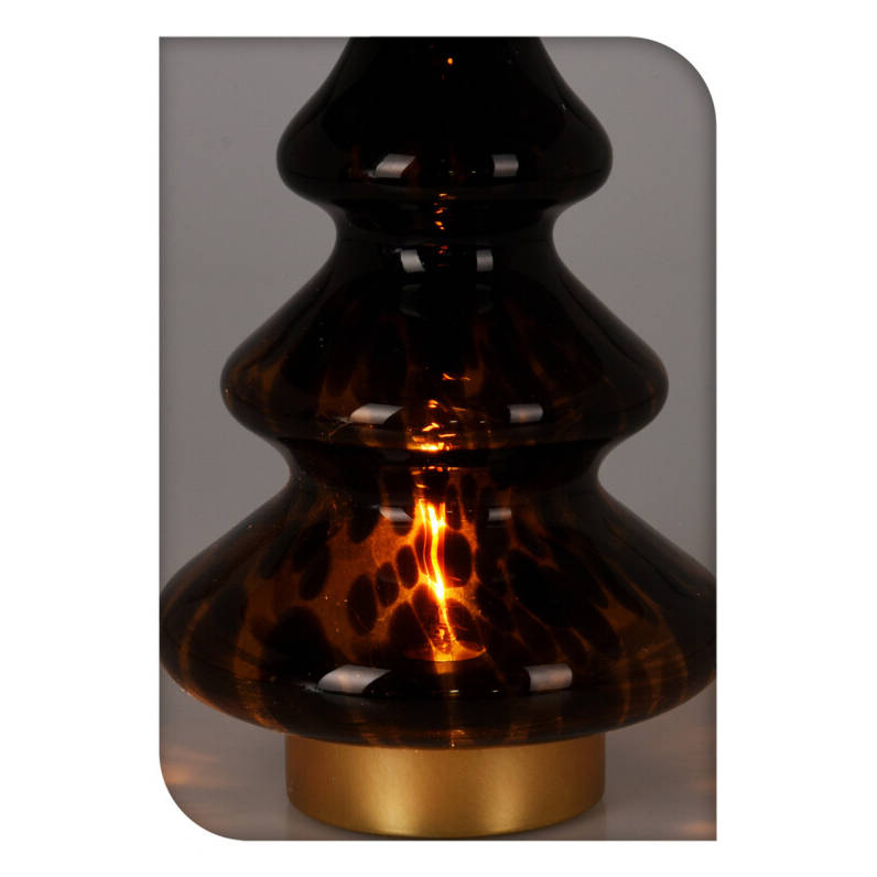 Świąteczna lampka stołowa, szklana choinka, 20 cm