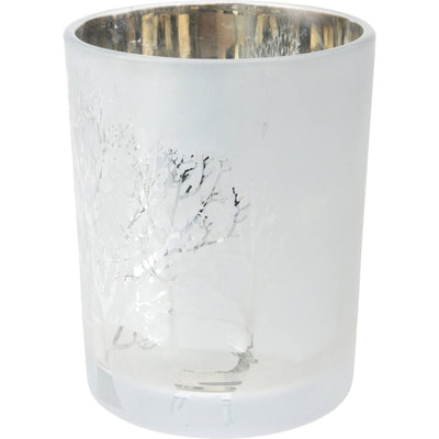 Szklany świecznik ze świątecznym wzorem, 12 cm