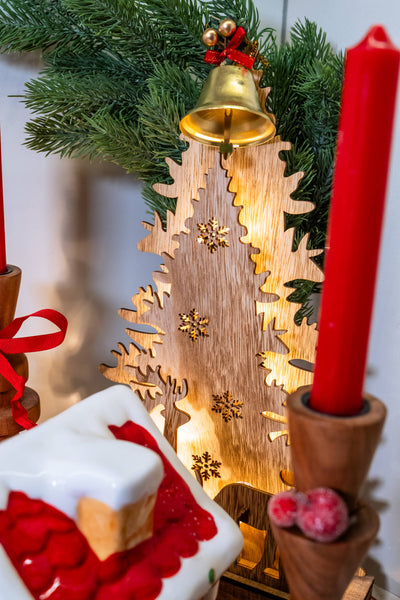 Drewniana dekoracja świąteczna 3D, oświetlenie LED