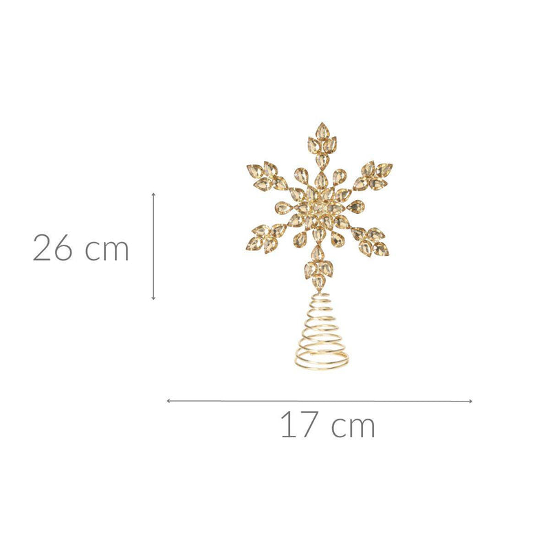 Czubek na choinkę, złota śnieżynka z cyrkoniami, Ø 17 cm