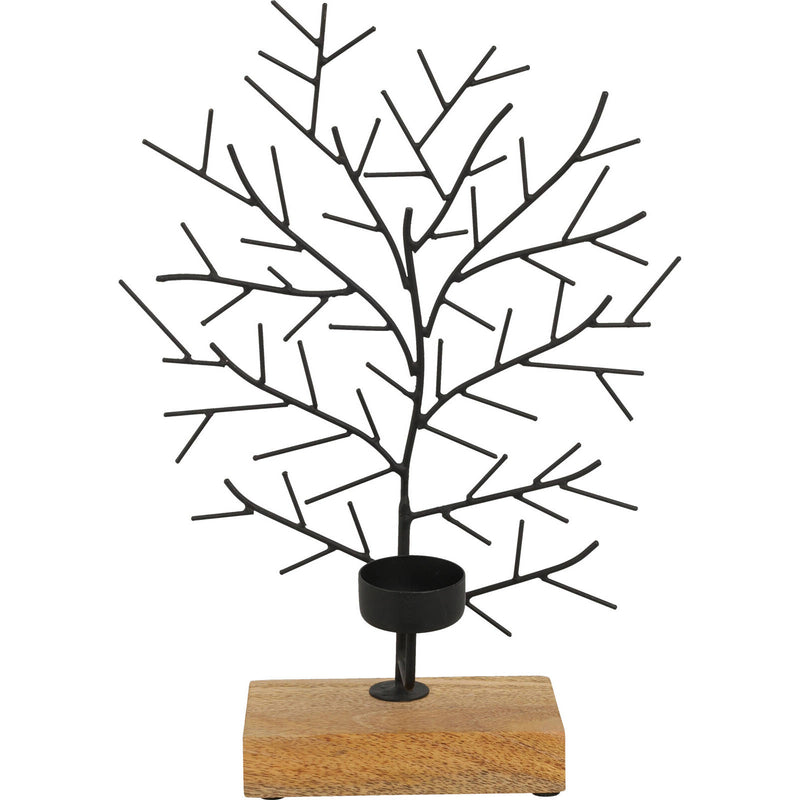 Świecznik na tealight, w kształcie drzewa, metalowy, 32 x 22 cm