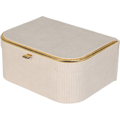 Sztruksowa szkatułka ze złotym wykończeniem, 23 cm