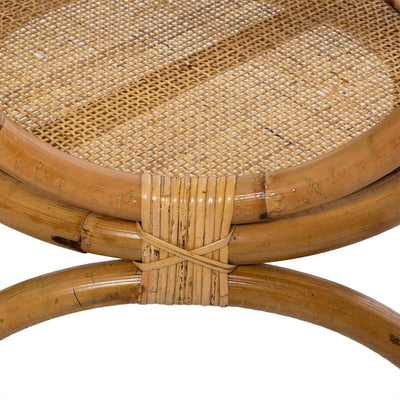 Stolik boczny do kanapy FARAH, rattanowy, szklany blat, Ø 60 cm