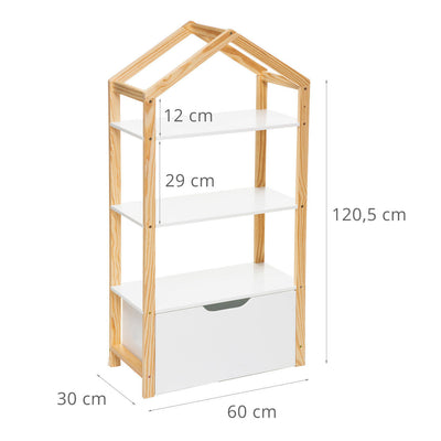 OUTLET Regał na zabawki, Półka domek LENA, 60 x 30 x 120 cm