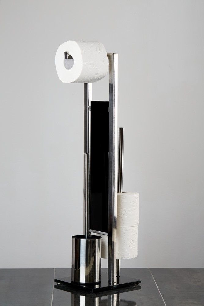 OUTLET Stylowy zestaw akcesoriów toaletowych, stojak i uchwyt na papier toaletowy, szczotka do toalety, RIVALTA WENKO