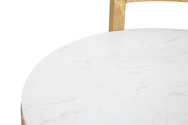 Stolik kawowy z blatem z imitacji marmuru, Ø 40 cm 