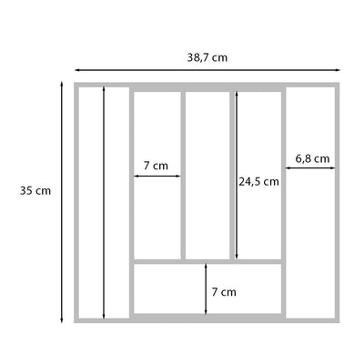 OUTLET Wkład do szuflady na sztućce, bambusowy, 25-39 cm, rozsuwany