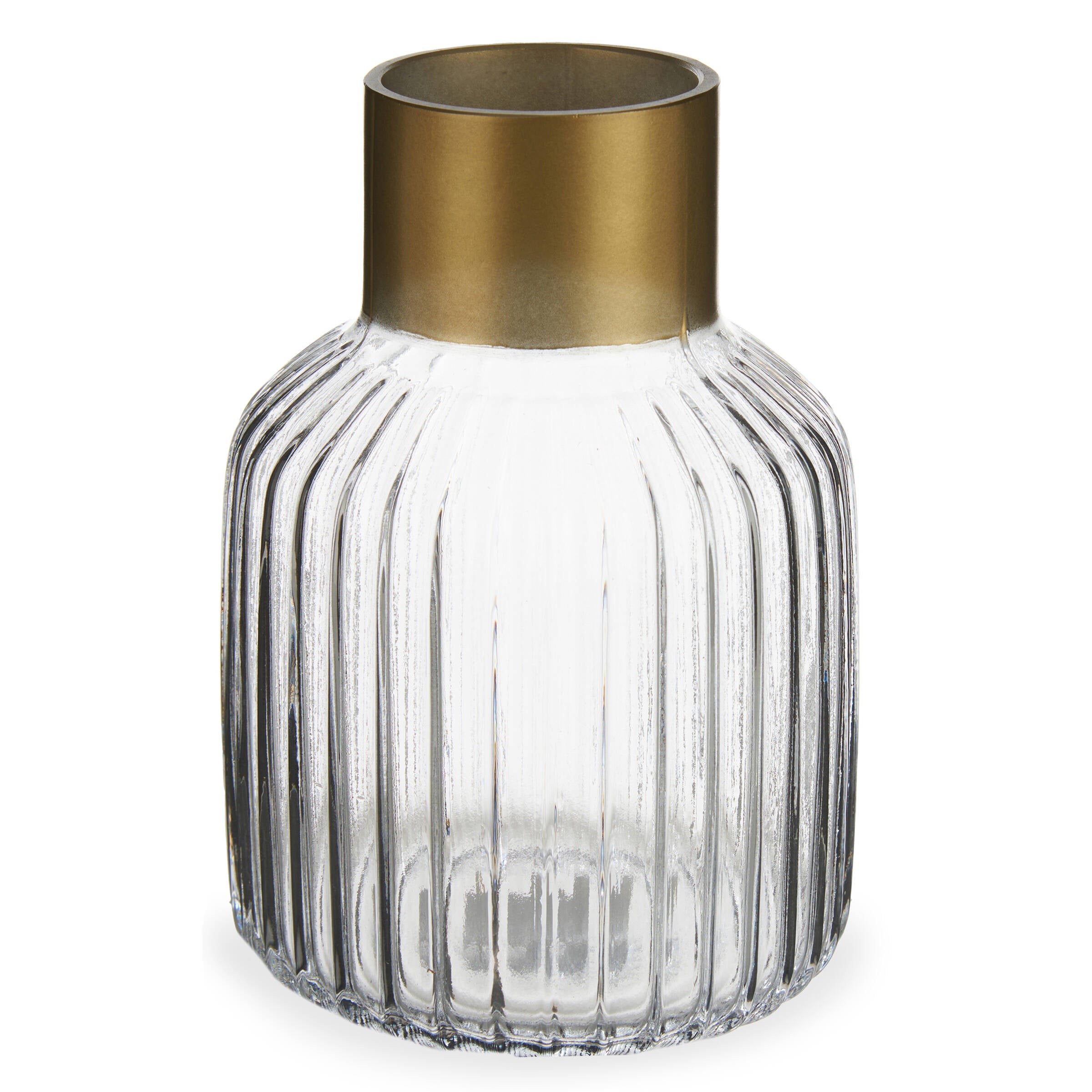 Prążkowany wazon ze złotym dekorem, wys. 22 cm