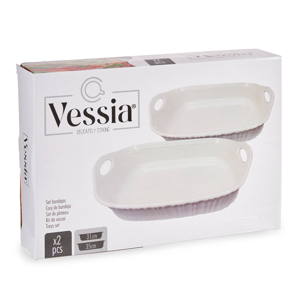 Porcelanowe naczynia do zapiekania z uchwytami, 2 szt.