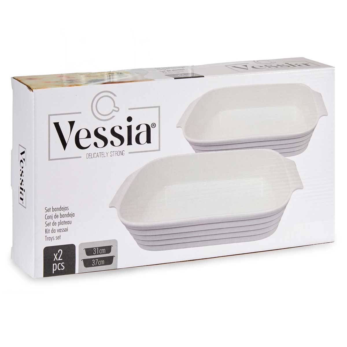 Porcelanowe naczynia do zapiekania z uchwytami, 2 szt.