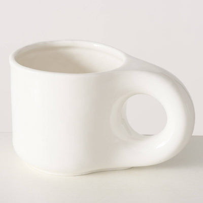 Biały kubek ceramiczny THIAGO, szerokie ucho, 250 ml