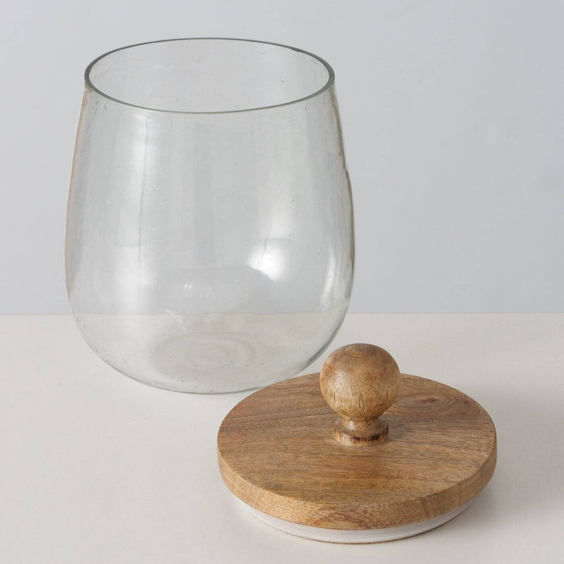 Szklany słoik VARUD z pokrywką z drewna mango, Ø 12 cm