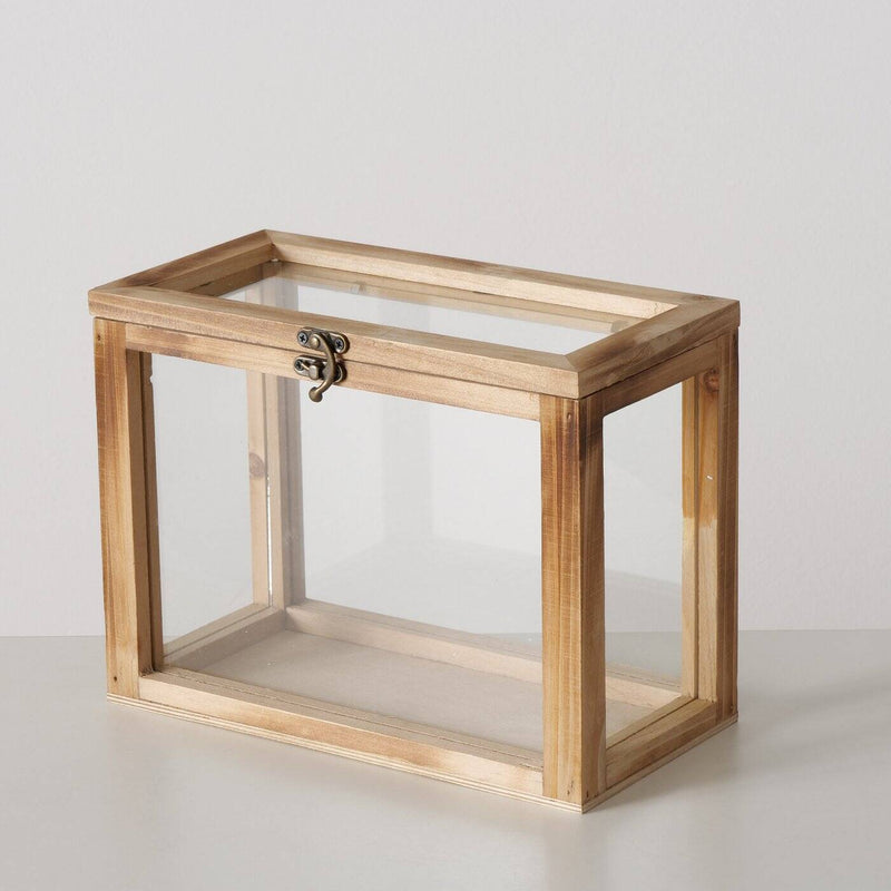 Pudełka drewniane zamykane MALEK, mini szklarnie, 2 sztuki