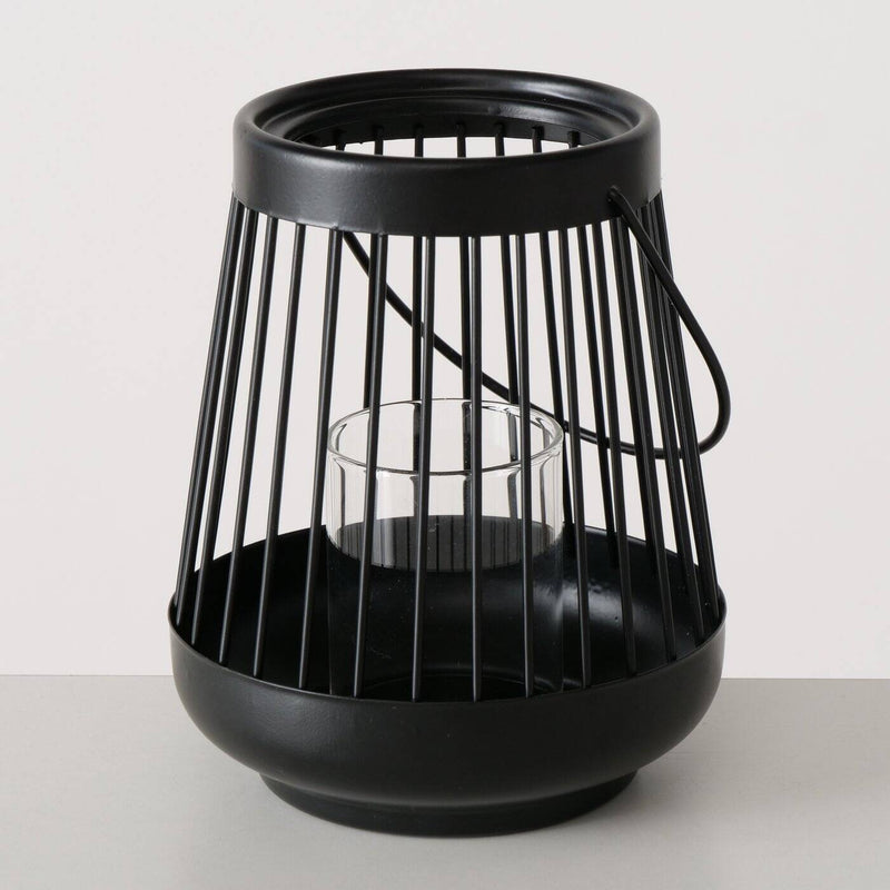 Lampion czarny HELLO, metalowy, 16 cm