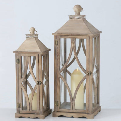 Lampiony drewniane KAROL, duże, 2 sztuki