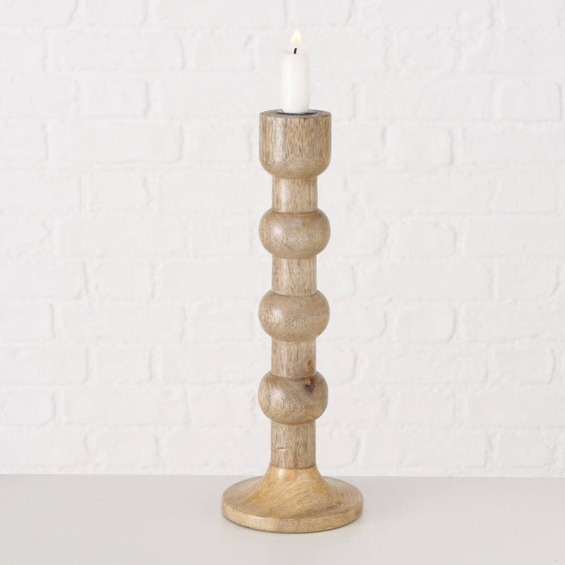 Drewniane świeczniki rzeźbione BUBBLES, 2 sztuki
