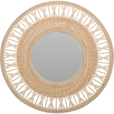 Lustro okrągłe, rama z bambusowej plecionki, Ø 56 cm