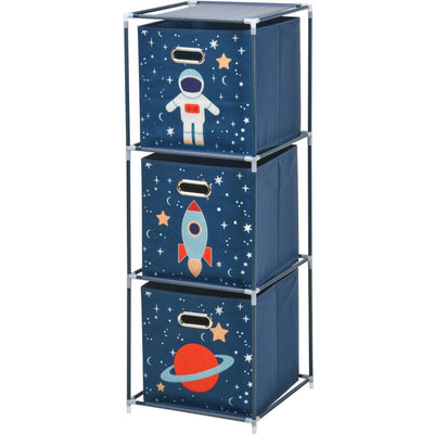 Regał na zabawki z pojemnikami Misja kosmiczna, 35 x 35 x 102 cm