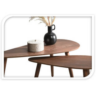 Zestaw stolików kawowych łezka, drewniane nogi, 2 sztuki