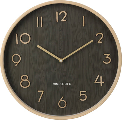 Zegar ścienny o wyglądzie drewna, 38 x 5 cm, SIMPLE LIFE