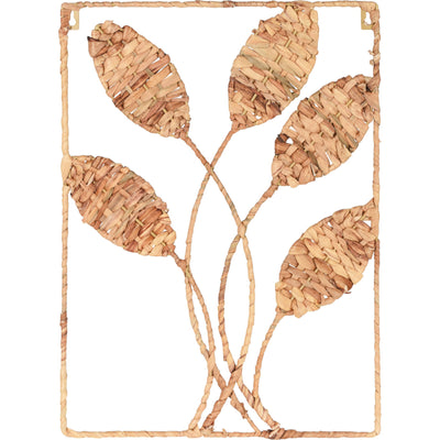 Pleciona dekoracja ścienna, liście, 50 x 35 cm