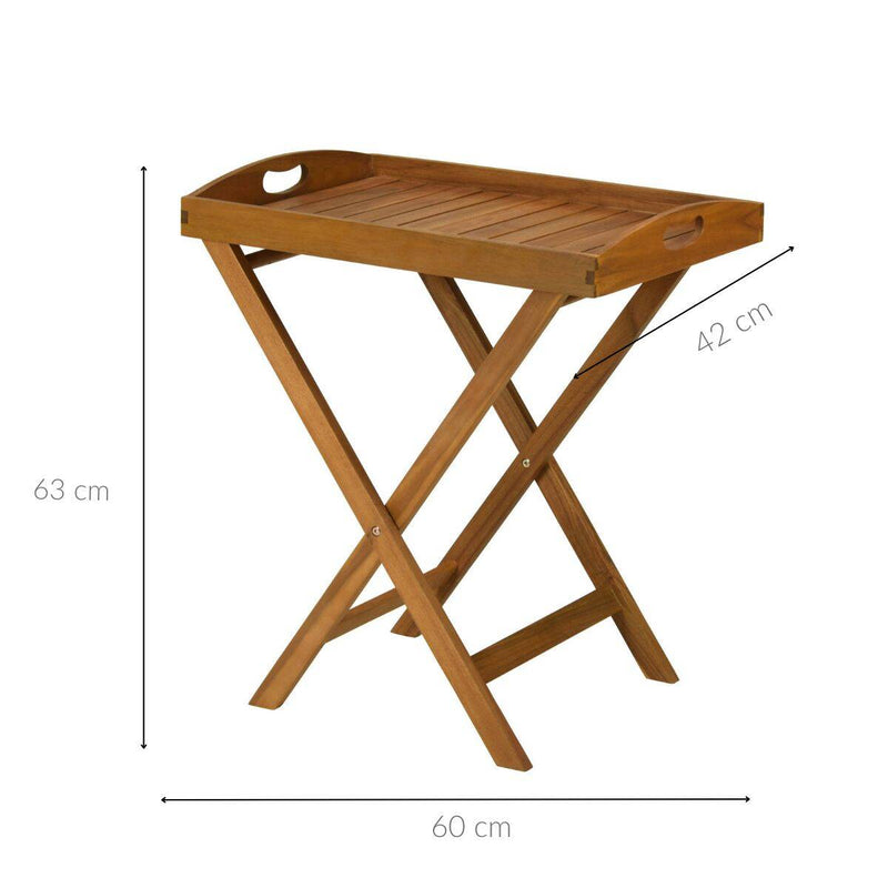 Drewniany stolik z przenośną tacą do serwowania, 60 cm