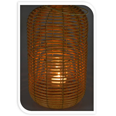 Lampion rattanowy ze szklanym wkładem, 38 cm