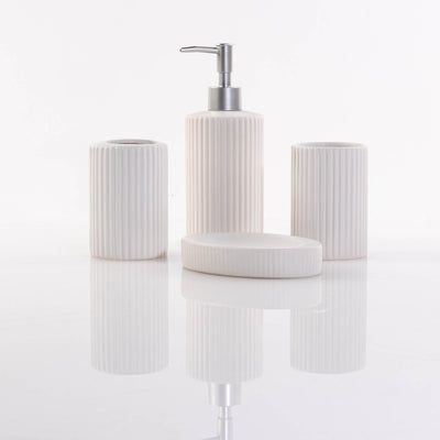 Zestaw ceramicznych akcesoriów łazienkowych, 4 elementy