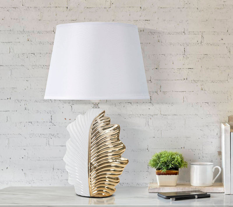 Lampa stołowa z podstawą w kształcie liścia, 30 x 47,5 cm