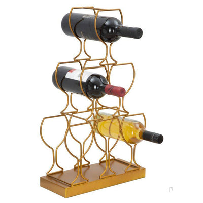 Stojak na wino, 6 butelek, złoty, 31 x 12 x 53 cm
