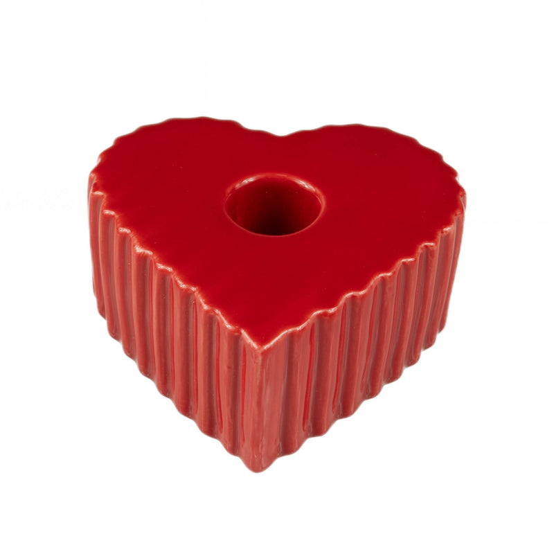 Świecznik ceramiczny na długą świecę w kształcie serca ANIMA, 4 x 9 cm