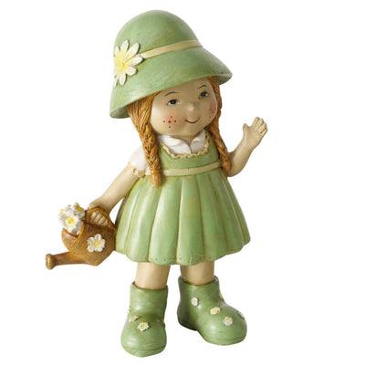 Figurka dekoracyjna dziewczynka w zielonym stroju SASKIA, wys. 15,5 cm