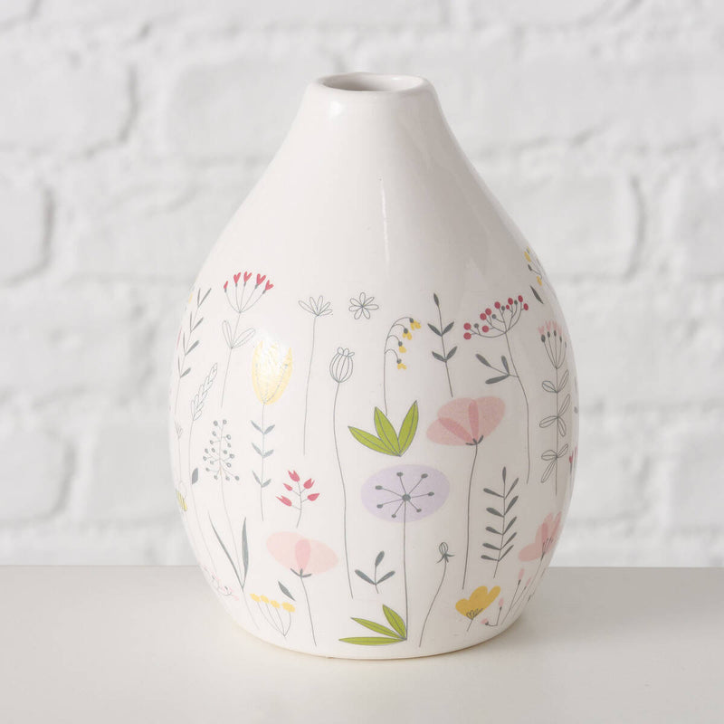 Zestaw małych wazoników ceramiczny we wzór polnych kwiatów FLORINA, 3 sztuki