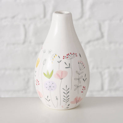 Zestaw małych wazoników ceramiczny we wzór polnych kwiatów FLORINA, 3 sztuki