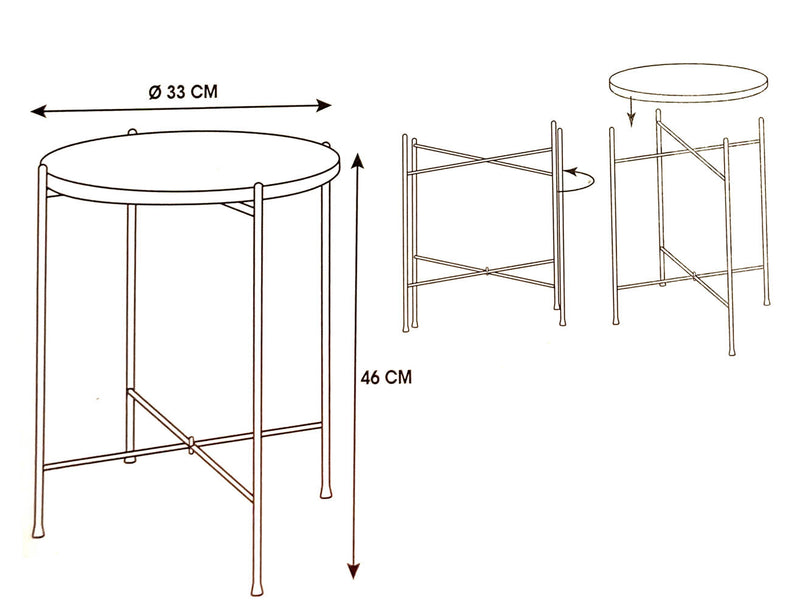 OUTLET Stolik kawowy okrągły, składany, Ø 33 x 46 cm