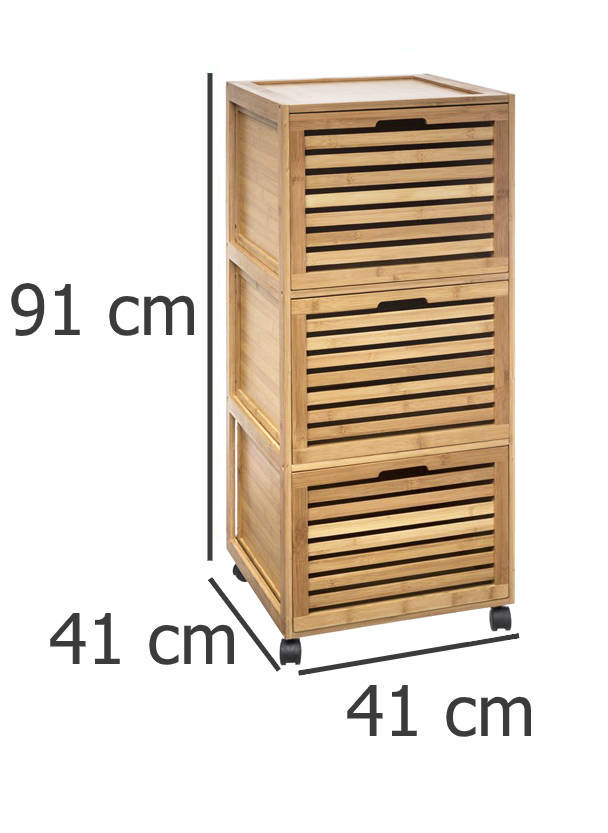 OUTLET Regał łazienkowy z 3 szufladami BAMBOU, 41 x 93 cm, bambusowy