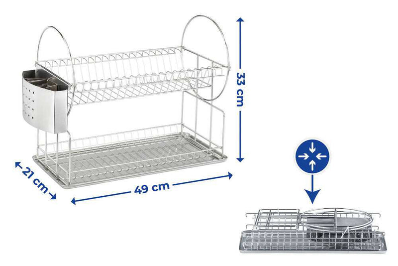 OUTLET Ociekacz do naczyń, suszarka na naczynia ze stali nierdzewnej - 2 poziomy, WENKO