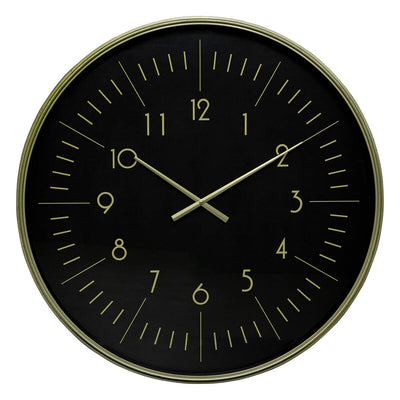Zegar ścienny czarny złote wskazówki, ALFIE, duży, Ø 75 cm