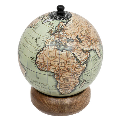 Dekoracyjny globus BE VINTAGE, podstawa z drewna mango, Ø 10 cm