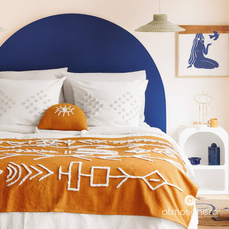 Bawełniana narzuta na łóżko SOLEYA, ochra, 130 x 180 cm