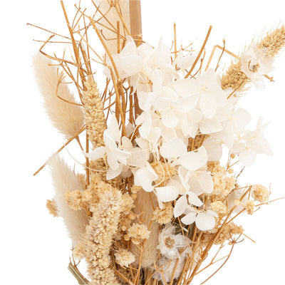 Suszone kwiaty w białym wazonie, 25 cm